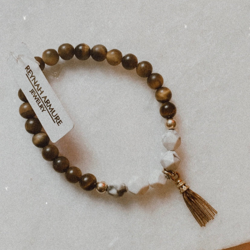 Gold Tassel Tigereye Bracelet