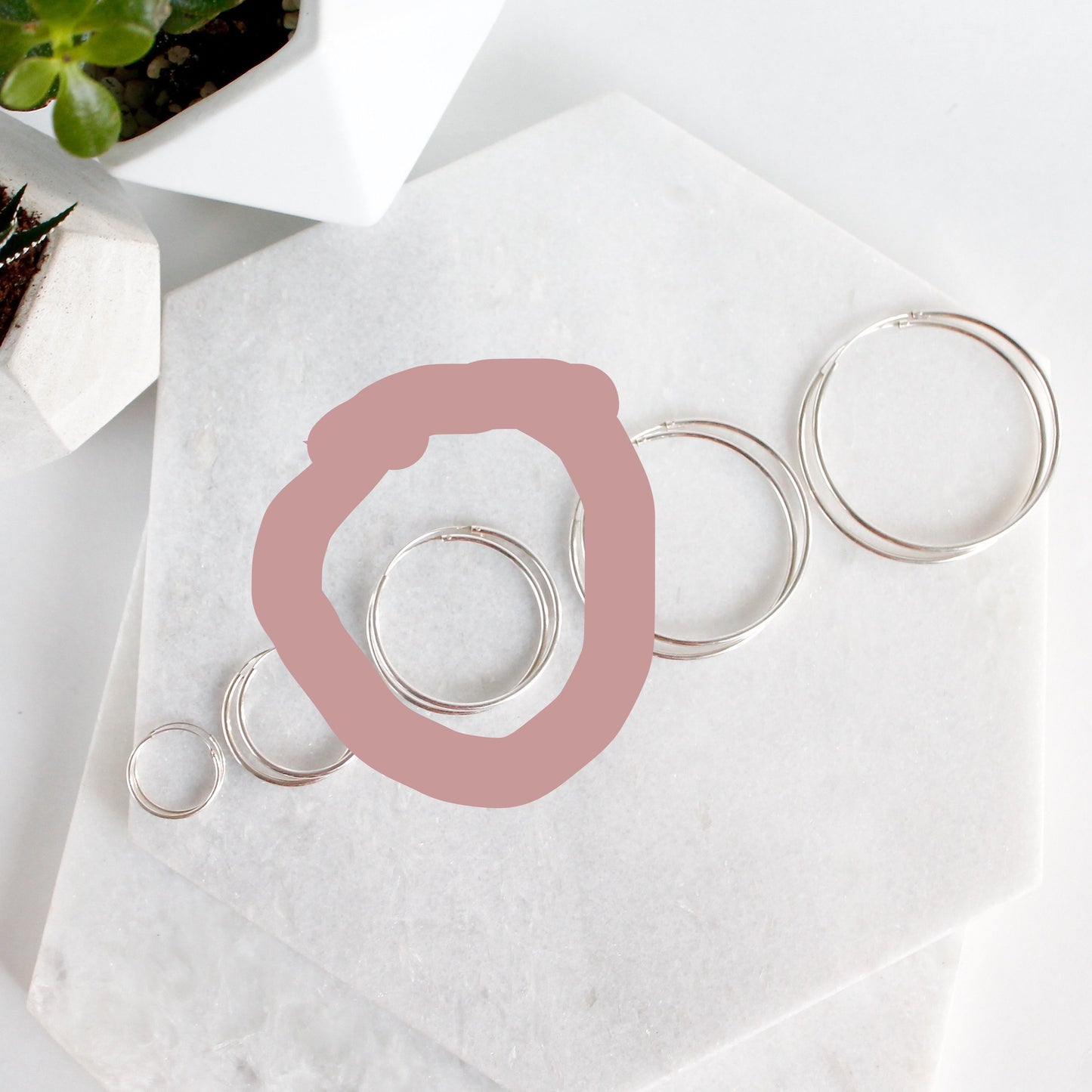 Sleek Hoops (Medium) - Sterling Silver