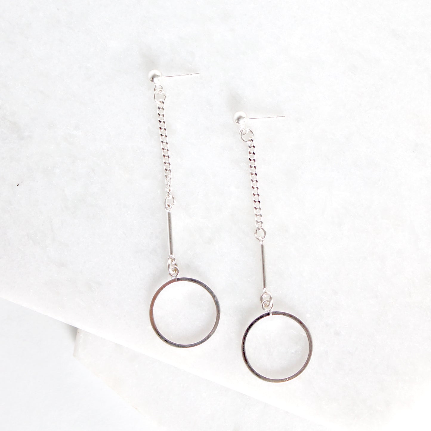 Long Hoop Diamond Chain Earrings