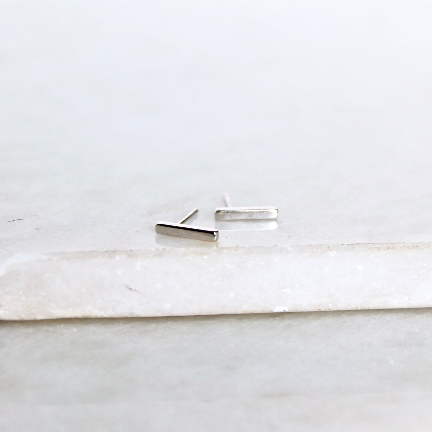 Block Bar Studs - Silver