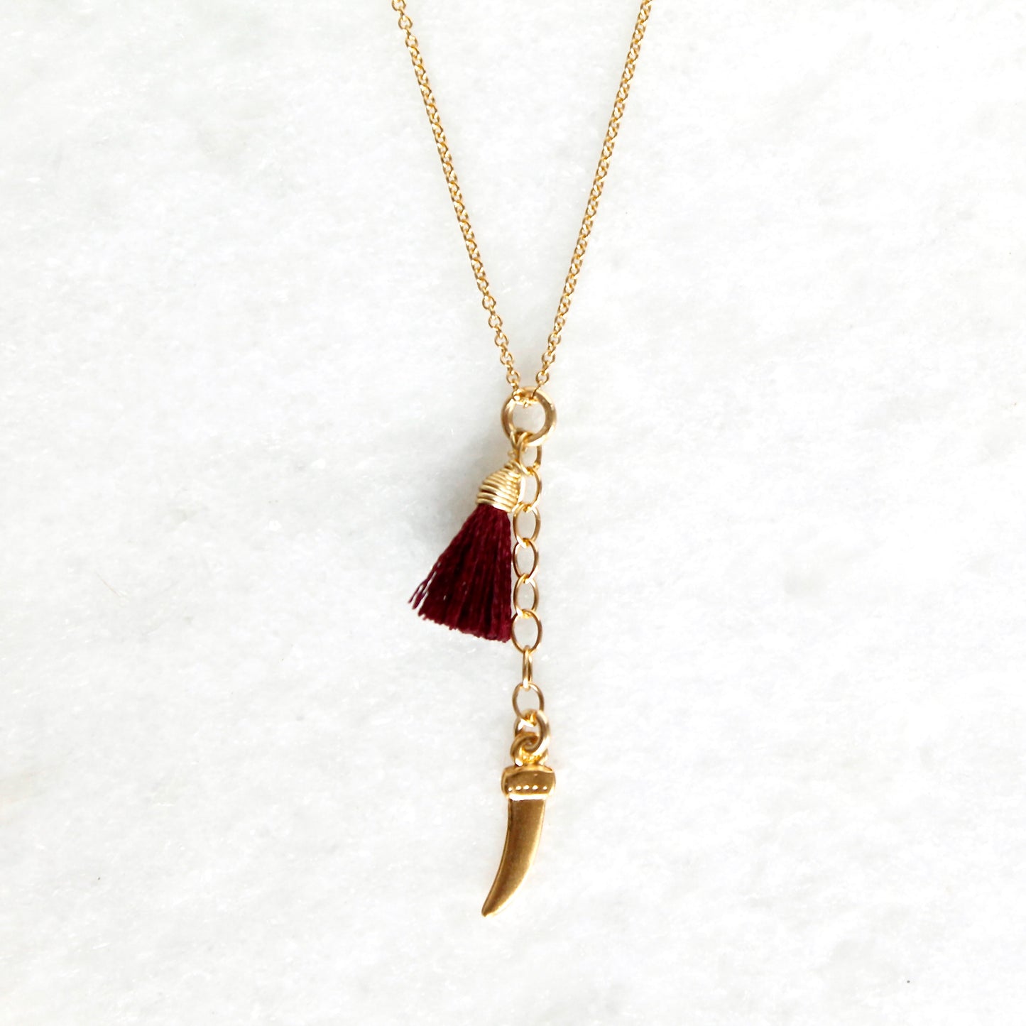 Safari Saber Tooth & Tassel Necklace