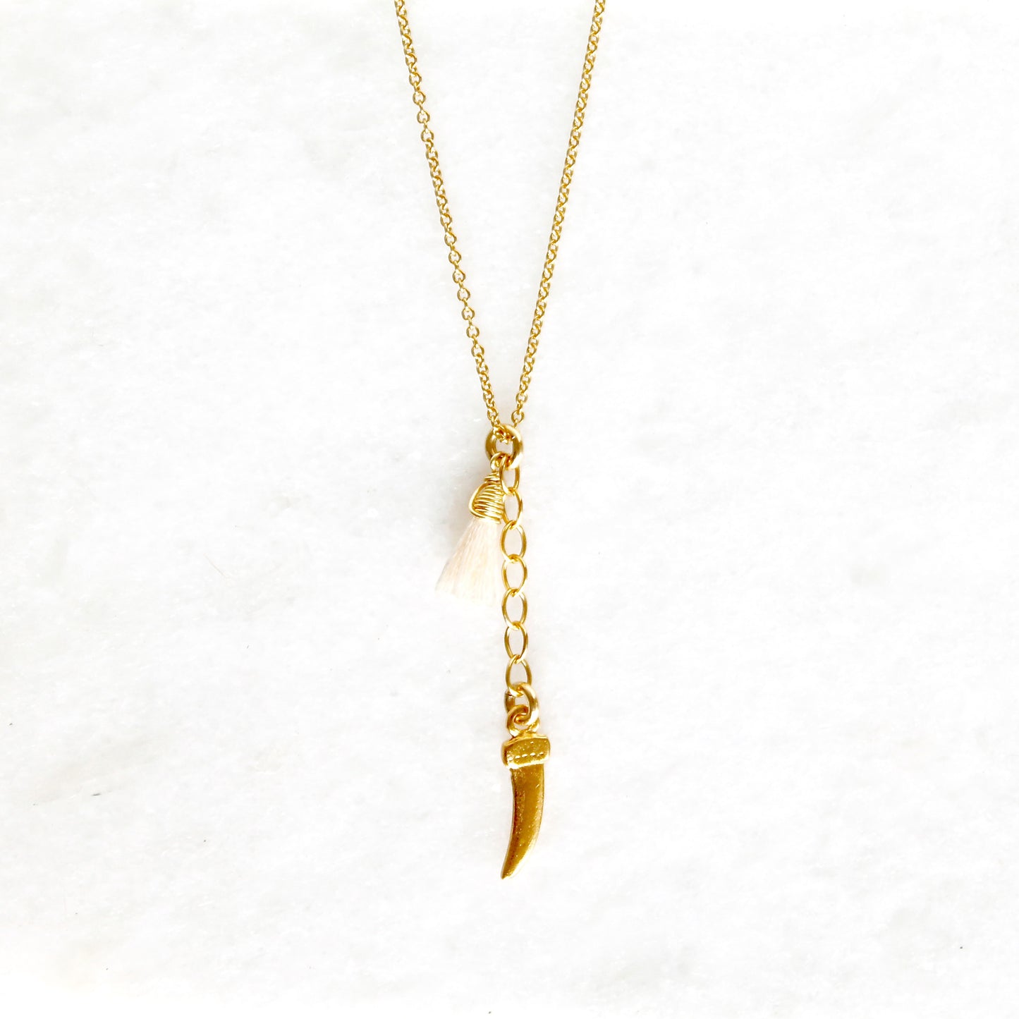 Safari Saber Tooth & Tassel Necklace