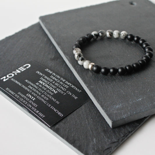 Zoned Bracelet - Black & White Moonstone